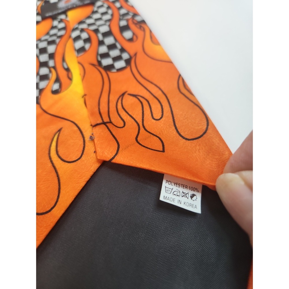 Vintage Harley Davidson Ralph Marlin Tie Checkered Flame Motorcycle Biker Mens - Picture 3 of 7
